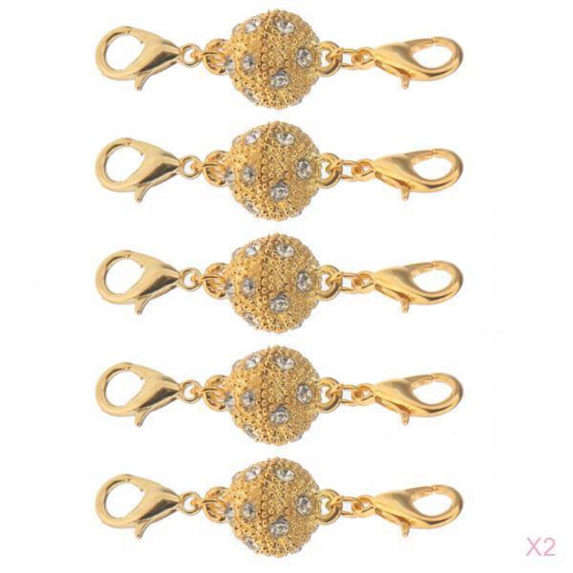 marque generique - 10 Pièces En Laiton Fermoir Magnétique Bricolage Collier Bracelet Fabrication de Bijoux Couleur Dorée - Perles