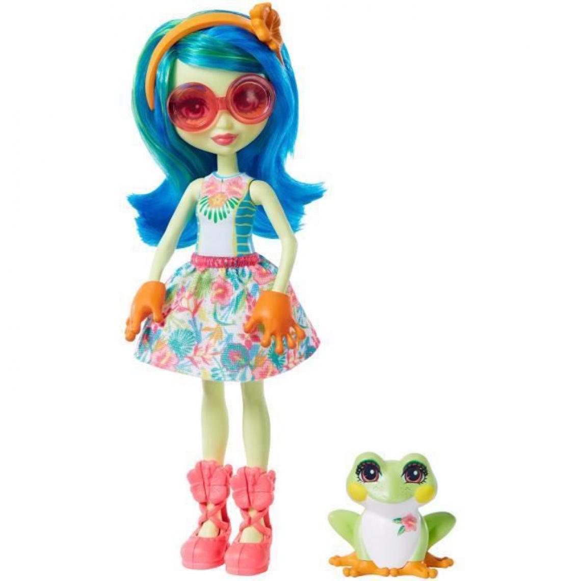 Mattel - ENCHANTIMALS - Tamika Grenouille + Burst - Mini Poupee 15cm + sa figurine animal - Poupées mannequins