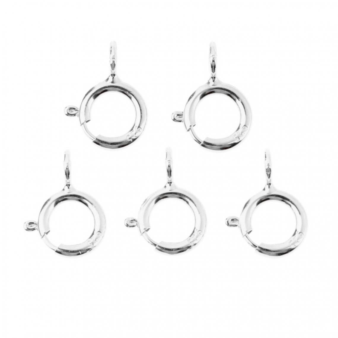 marque generique - 5pcs printemps anneaux fermoirs bijoux fabrication de connecteurs fermoirs 5mm argent - Perles