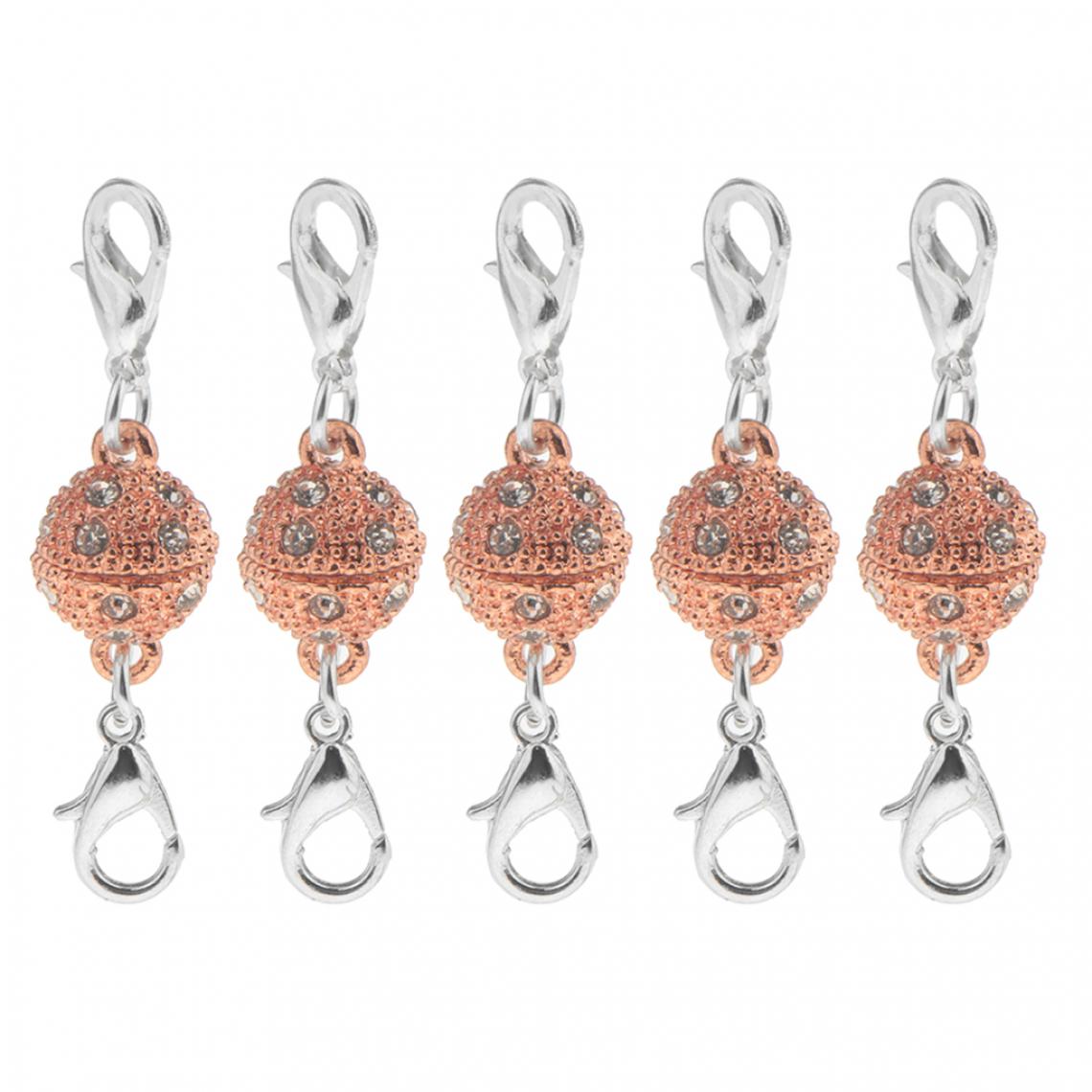 marque generique - 5pcs boule strass homard magnétique fermoirs bijoux bricolage conclusions rose or - Perles