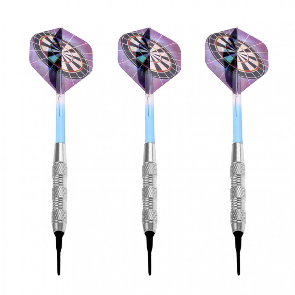marque generique - 3 pièces pointe souple fléchettes professionnelle pour le jeu de fléchettes électronique violet argent - Accessoires fléchettes