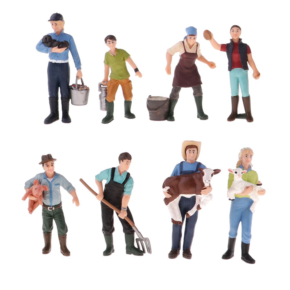 marque generique - Ensemble / 8pcs peint modèle figures personnes caractères de fermiers masculins et féminins - Accessoires maquettes