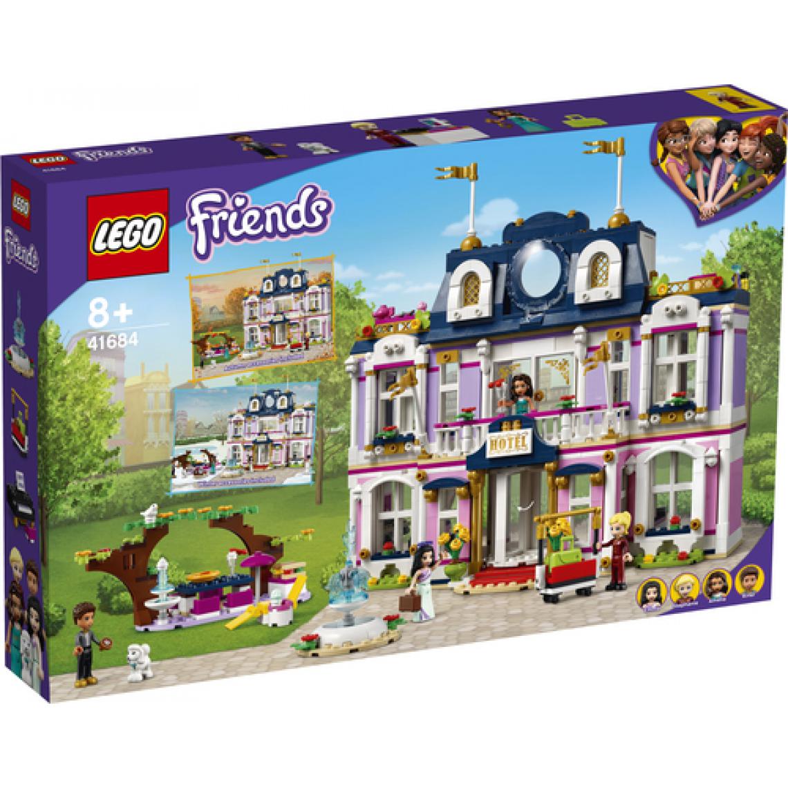 Lego - LEGO 41684 Friends Le grand hôtel de Heartlake City – Jeu de Construction, Maison de Poupée Hiver et Été - Briques Lego