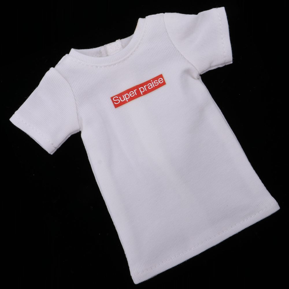 marque generique - t-shirt d'impression de lettre de mode pour la poupée blythe 1/6 habiller l'accessoire noir - Poupons