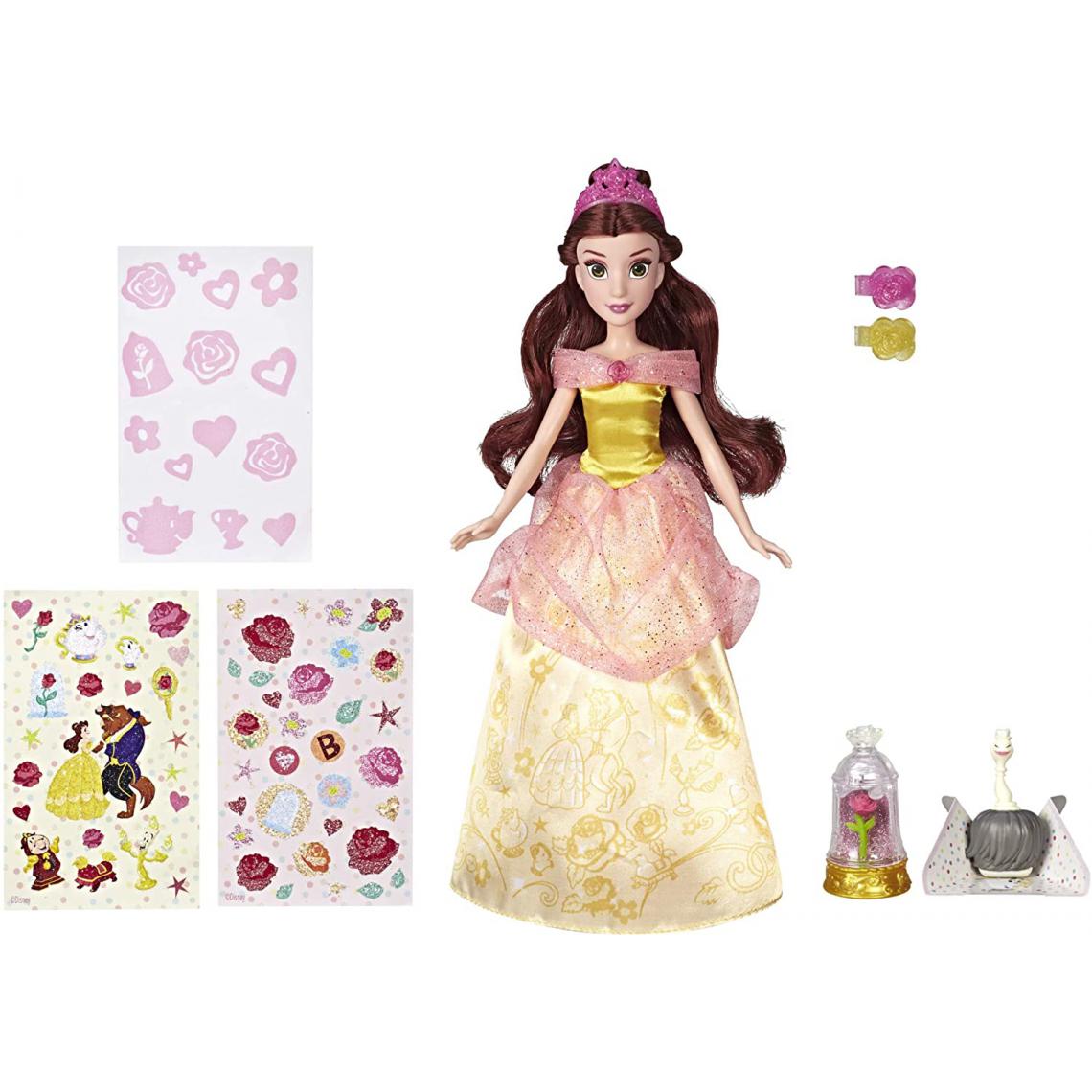 Disney Montres - poupée Princesse Disney Belle Robe enchantée et paillettes de 30 cm - Poupées