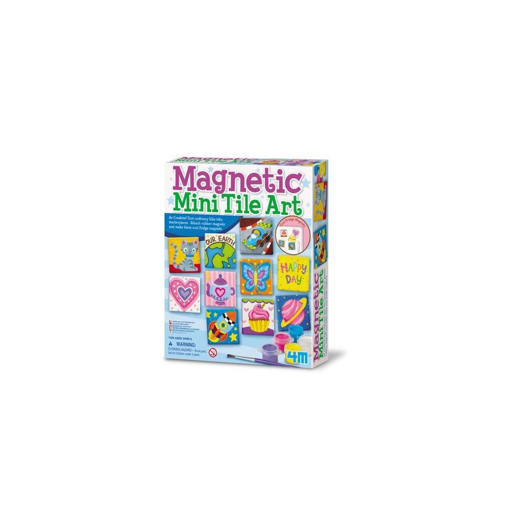 4M - 4M Magnetic Mini Tile Art - DIY Paint Arts & Crafts Magnet Kit for Kids - Fridge Locker Party Favors Craft Project Gifts for Boys & Girls - Dessin et peinture