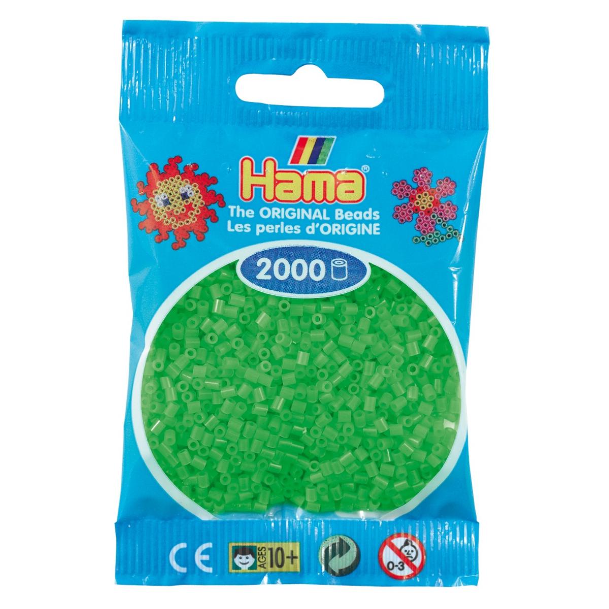 Hama - 2 000 perles mini (petites perles Ø2,5 mm) vert fluorescent - Hama - Perles