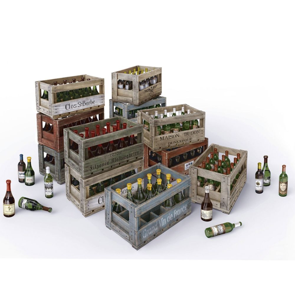 Mini Art - Maquette bouteilles de vin et caisses en bois - Avions
