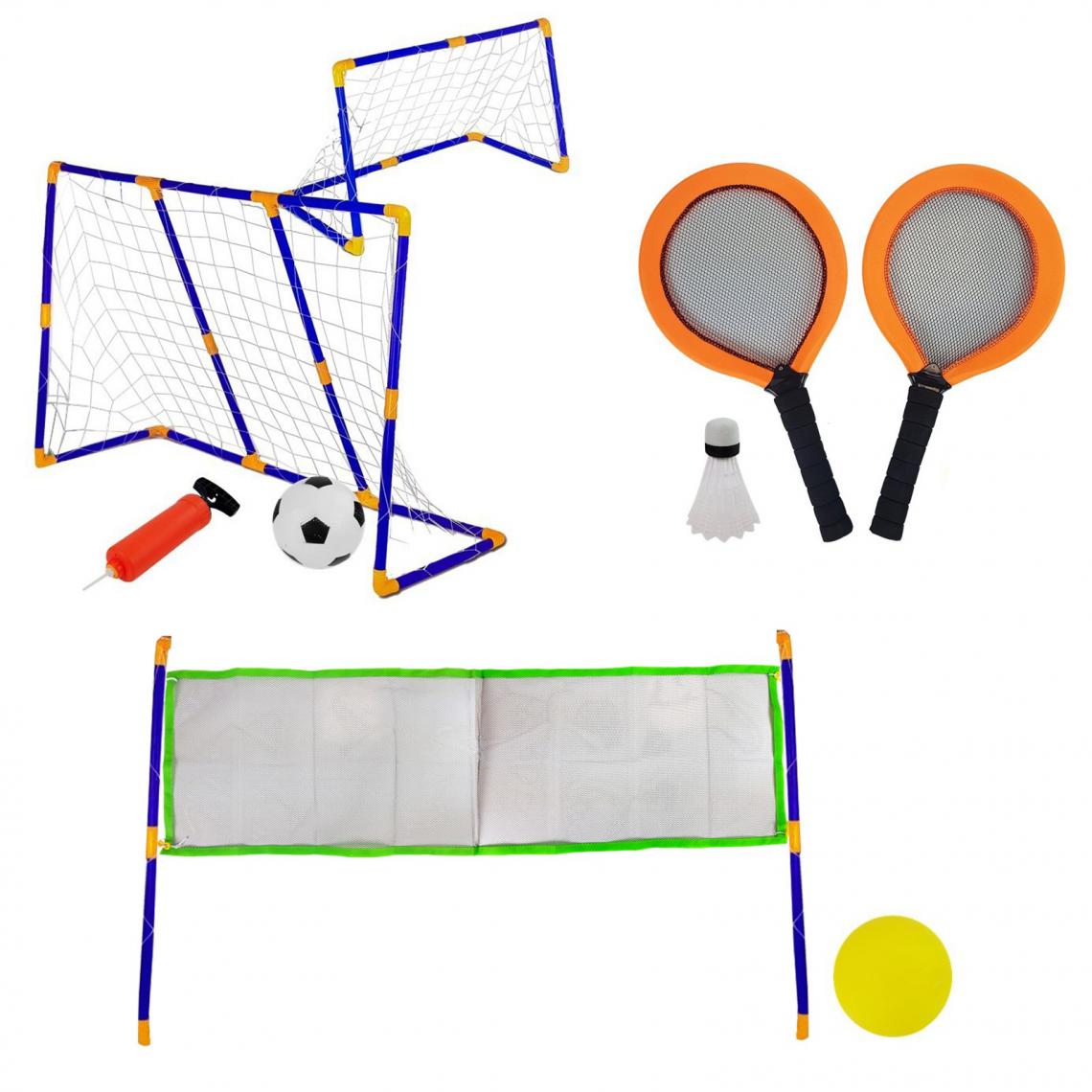 Lean Toys - DEPORTE Set multisport jeu enfants 3 en 1 badminton volley football - Jeux de récréation
