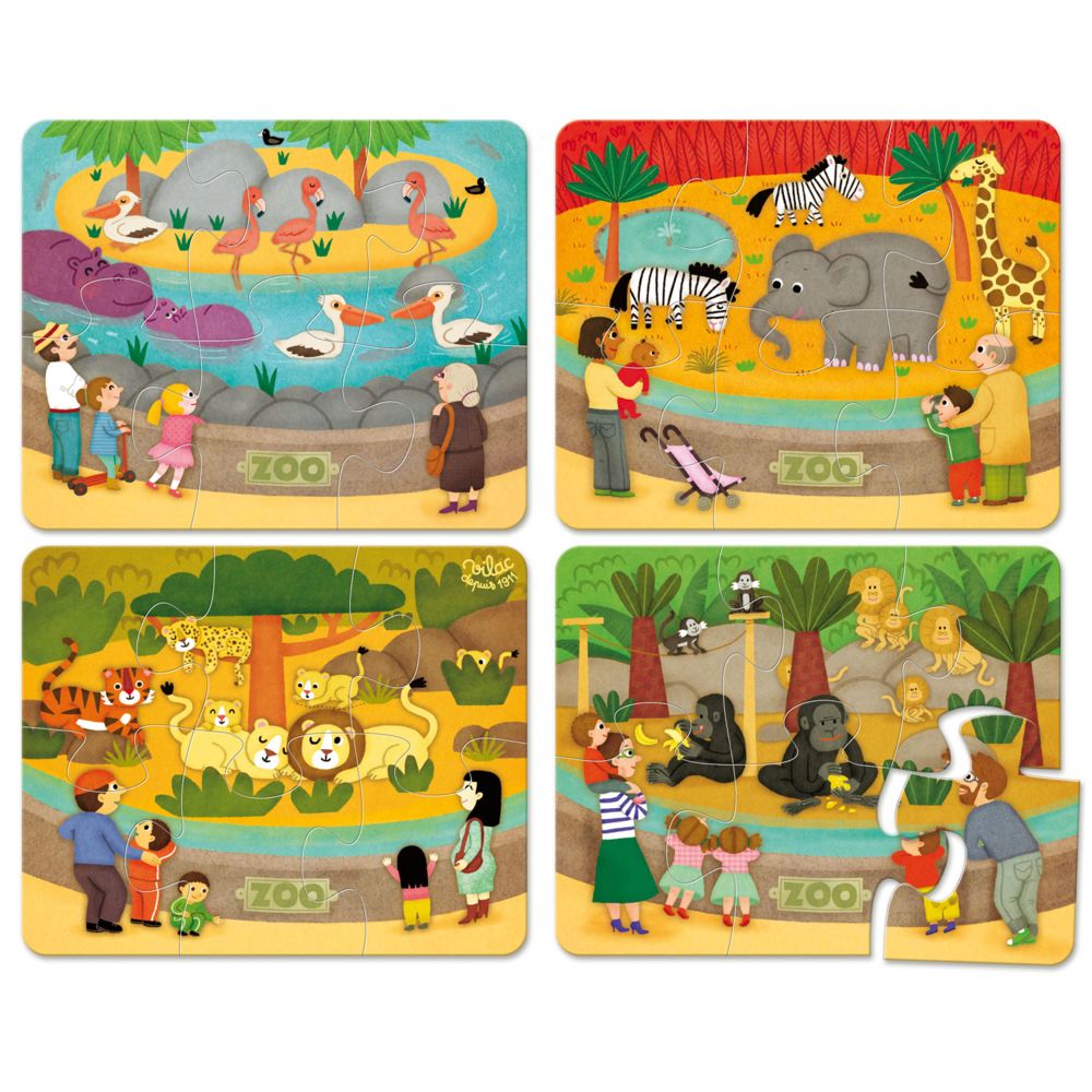 Vilac - Puzzle 4 x 6 pièces : Les animaux du zoo - Animaux