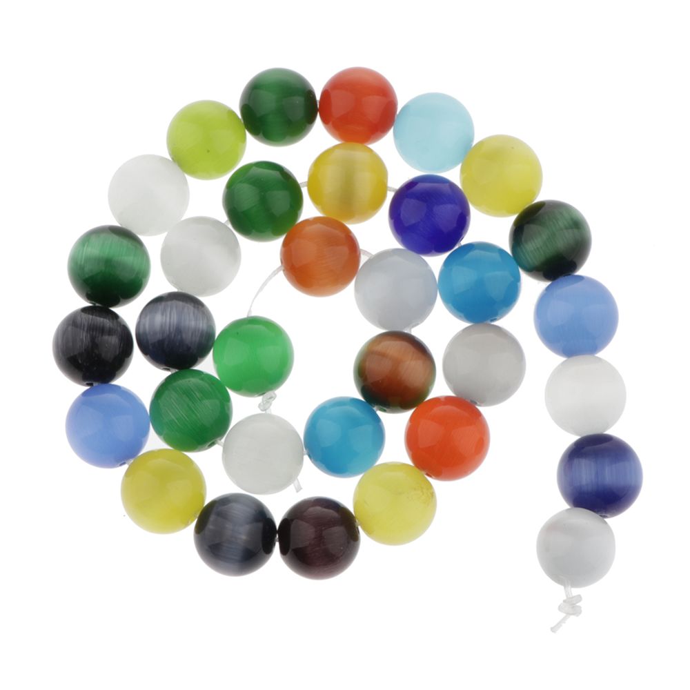 marque generique - chaîne de perles d'espacement lâche d'opale de pierre gemme naturelle pour les bijoux 12mm 30pcs - Perles