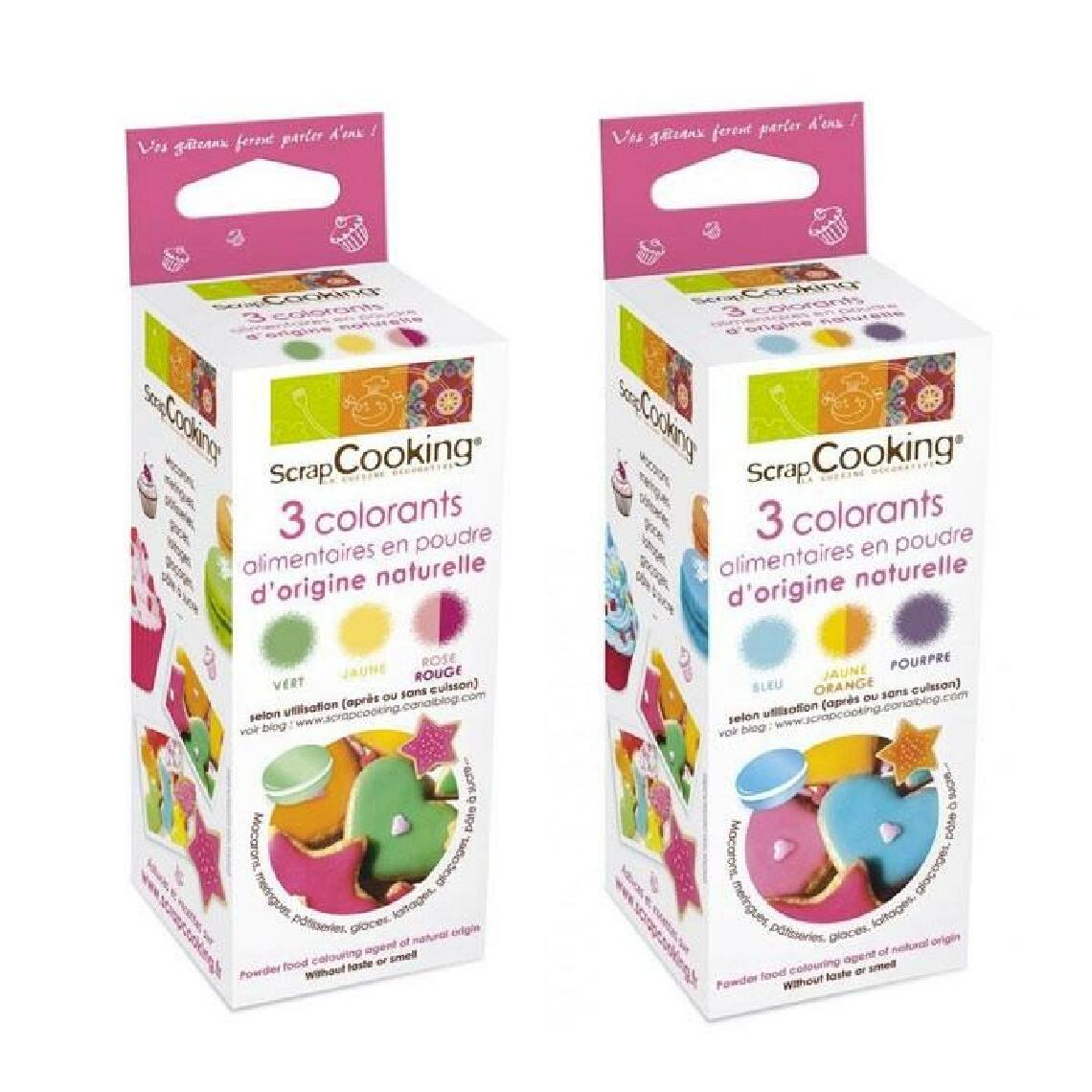 Scrapcooking - Colorants alimentaires naturels rouge, jaune, vert, orange, bleu, violet - Kits créatifs