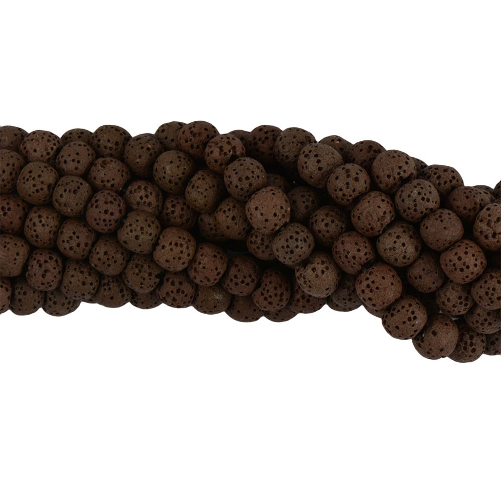 marque generique - Perle en pierres précieuses volcaniques de 6 mm, perle lâche 15 '' bijoux ronds diy chocolat marron - Perles