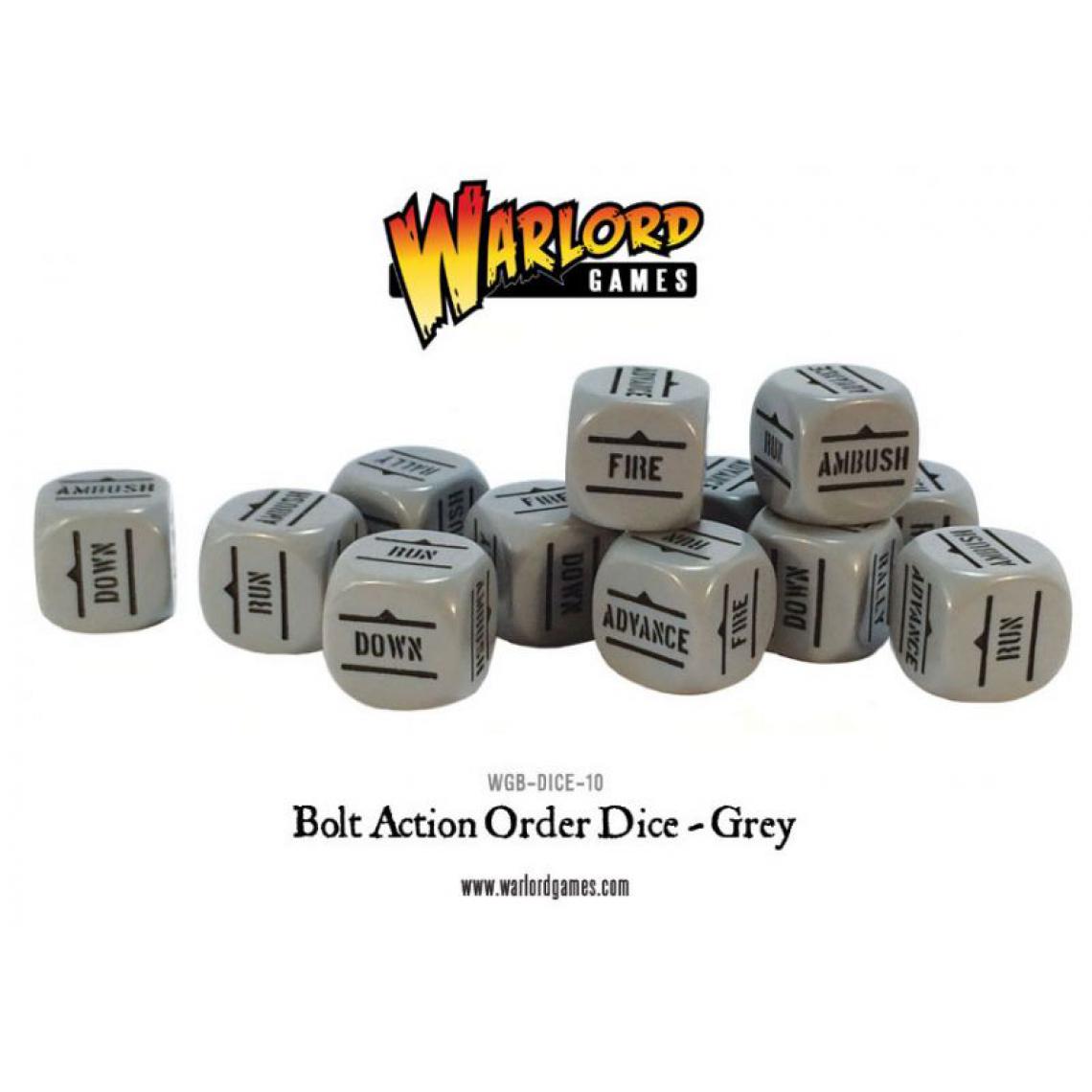 Warlord Games - Dés de Bolt Action Orders - Grey (12) - Figurines militaires