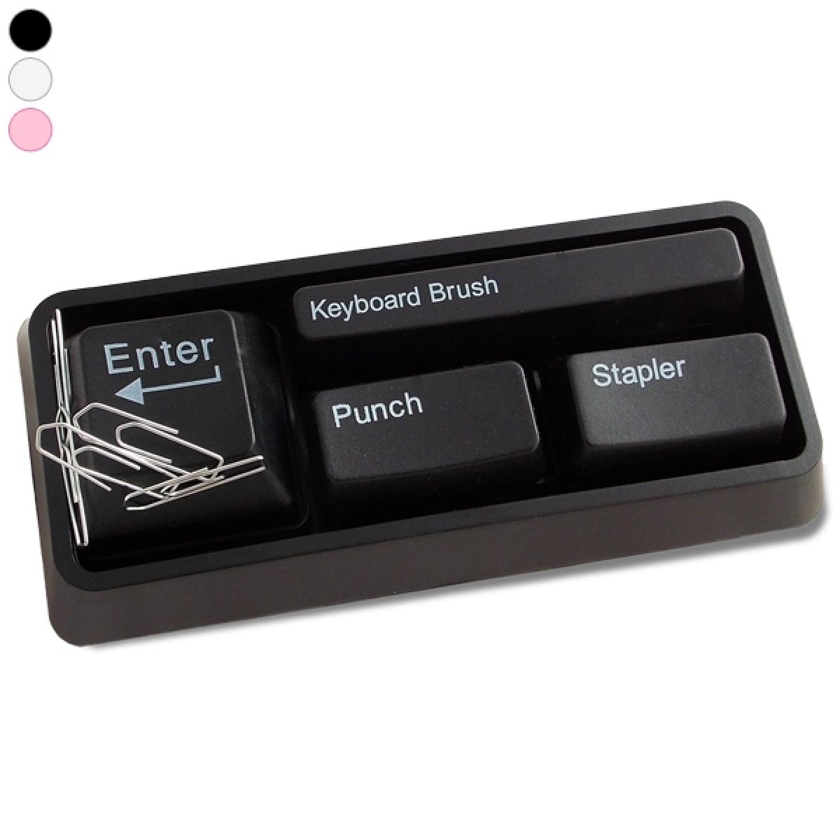 Totalcadeau - Kit accessoires bureau clavier : brossette, perforatrice, agrafeuse blanc - Jeux d'adresse