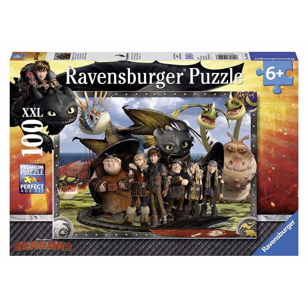 Ravensburger - Ravensburger - 10549 - Puzzle Enfant Classique - Dragons - Krokmou Et Ses Amis - 100 Pièces XXL - Animaux