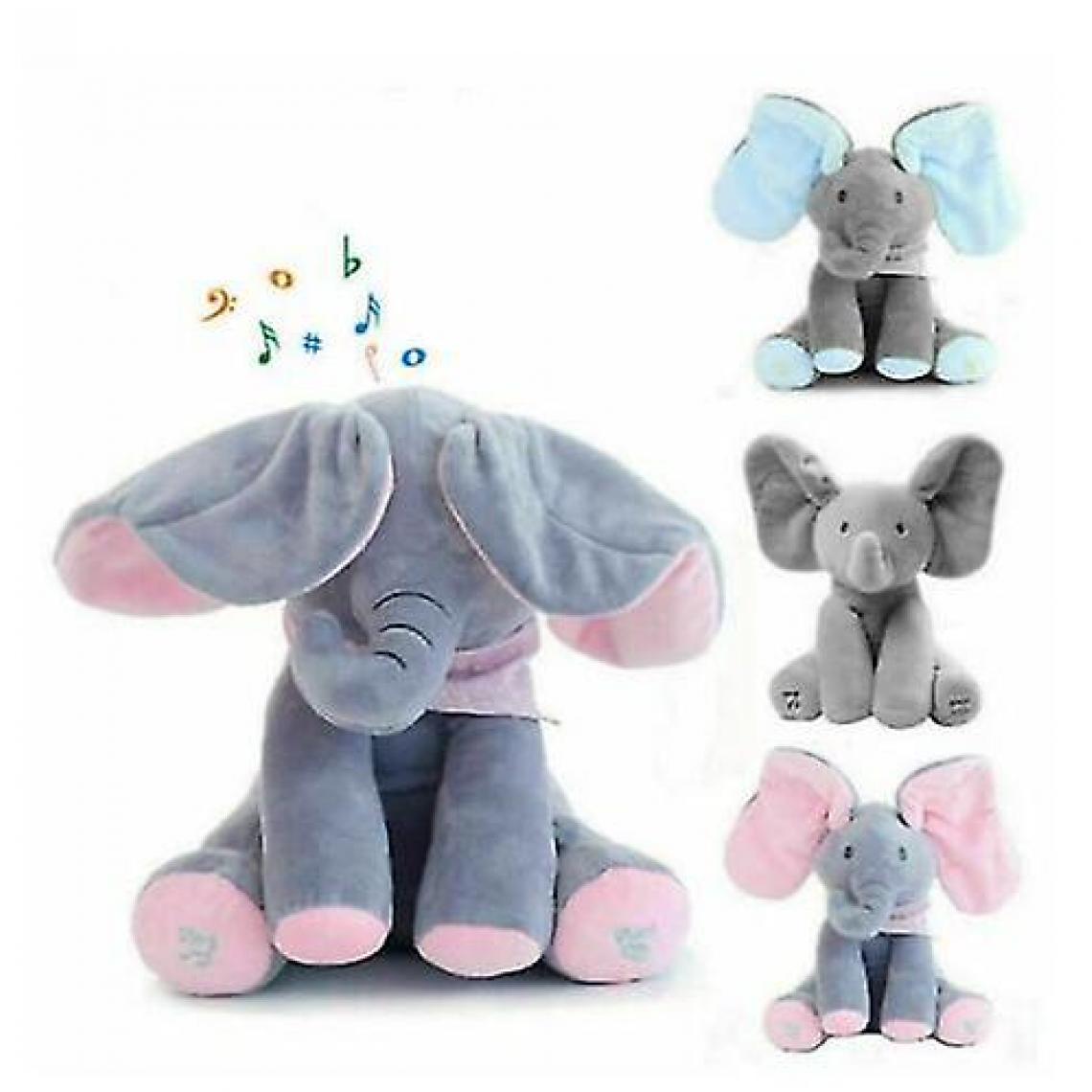 Universal - Music Elephant Plush Toy Stuffed Singing Doll Baby Kids Gift(Gray) - Animaux