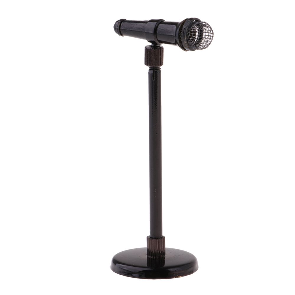marque generique - 1/12 mini modèle de microphone en métal poupée avec décoration de meubles sur pied - Accessoires maquettes