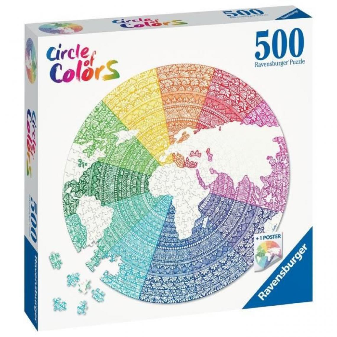 Ravensburger - Ravensburger - Puzzle rond 500 pieces - Mandala Circle of Colors - Jeux d'adresse