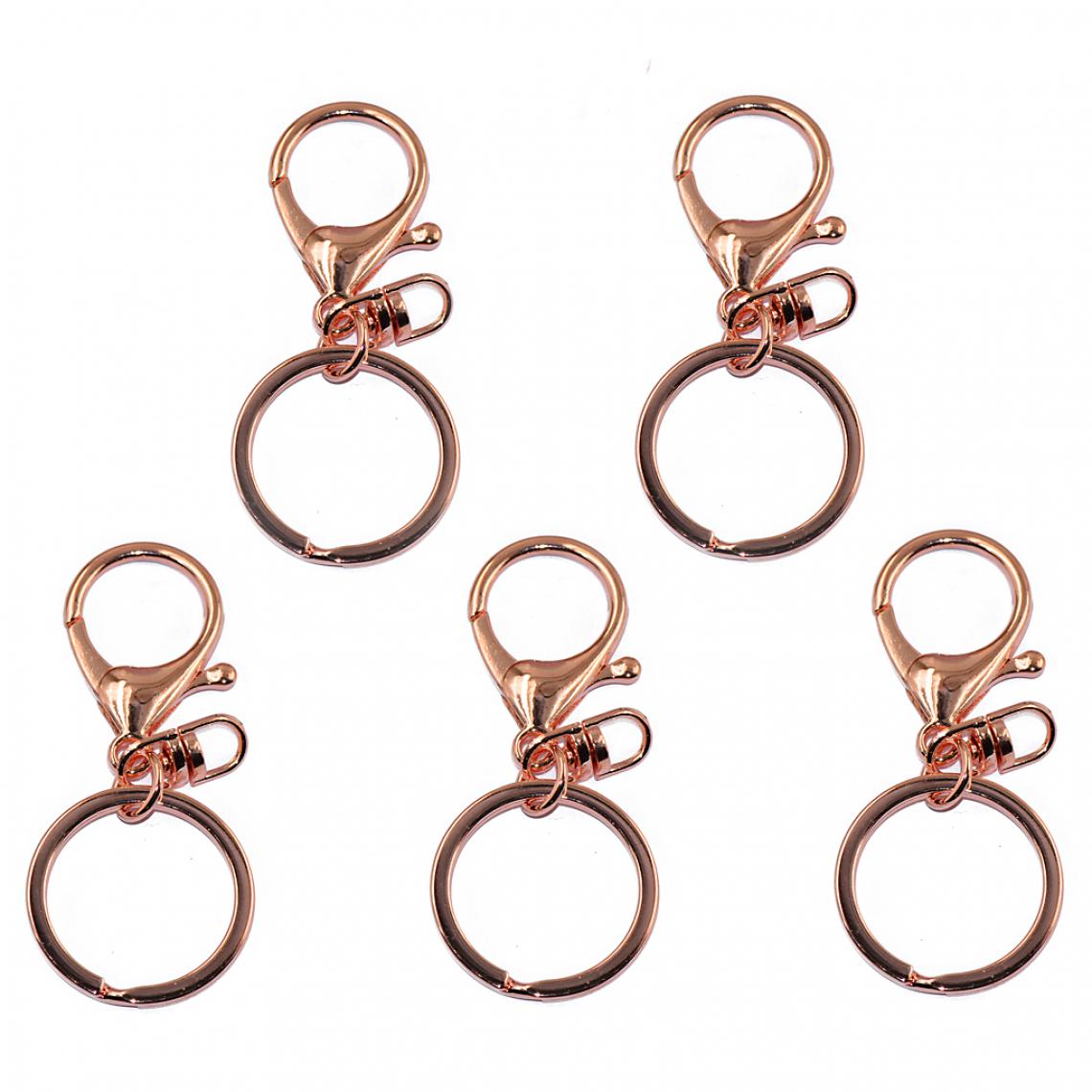 marque generique - Lot de 5 65mm Porte-clés Fermoir à Mousqueton avec Anneau Brisé - Or Rose - Perles