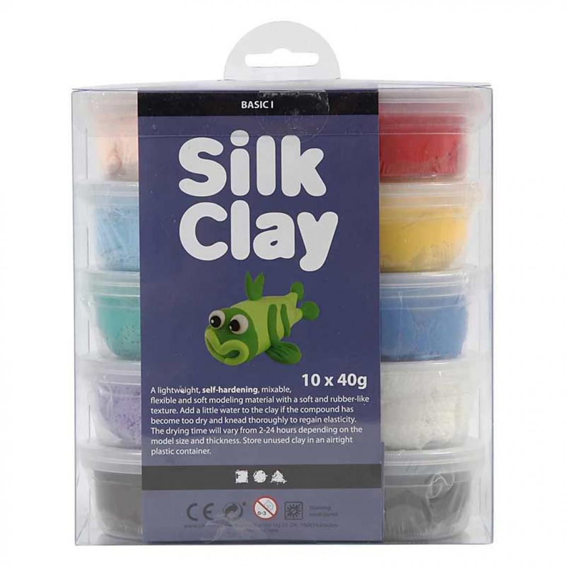 Sans Marque - Set 10 pâtes à modeler Silk Clay - Couleurs basiques 40 g - Modelage