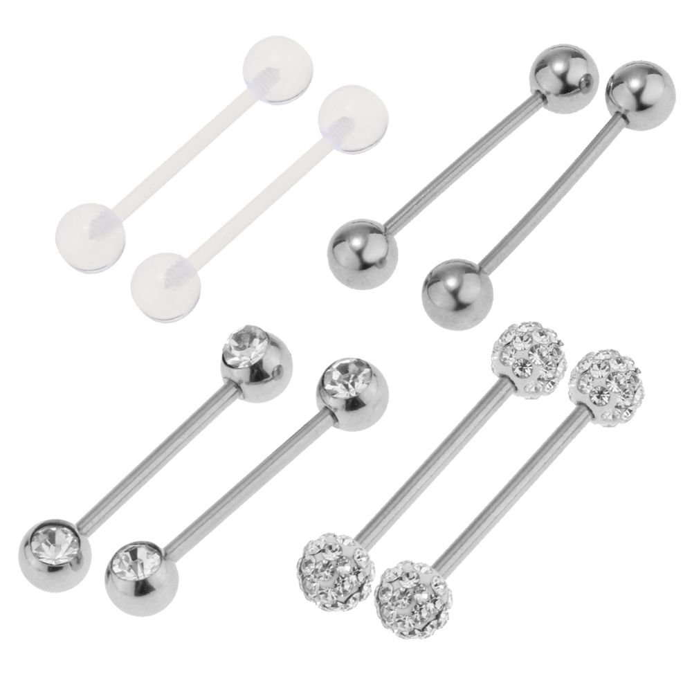 marque generique - 8 pcs en acier inoxydable cristal acrylique barbrel piercing labret argent 1 mixte - Perles