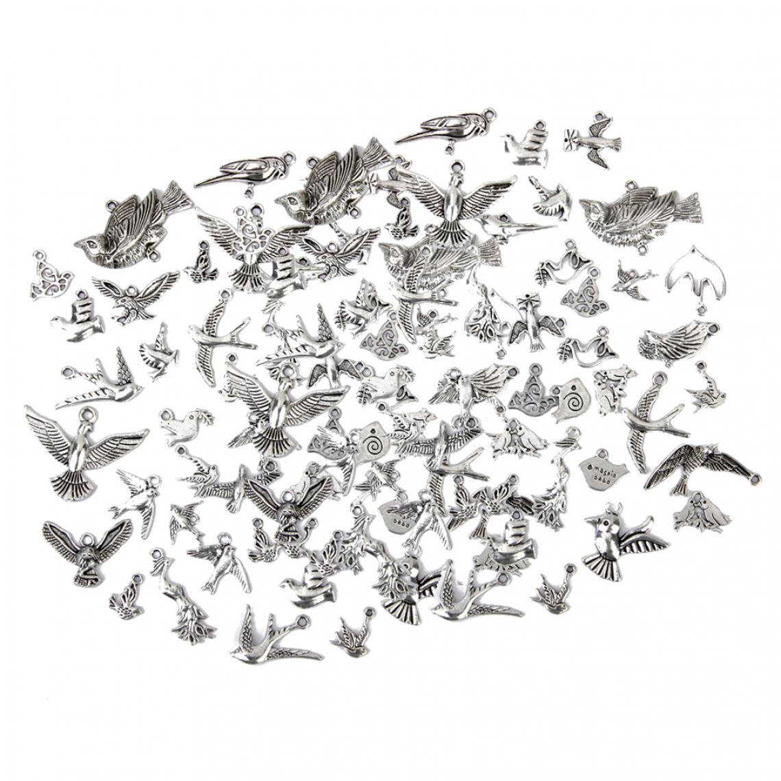 marque generique - 100 Pièces Multi-usages Oiseaux Assortis Bijoux Pendentif Breloque Bricolage Collier Bracelet Porte-clés Accessoires - Perles