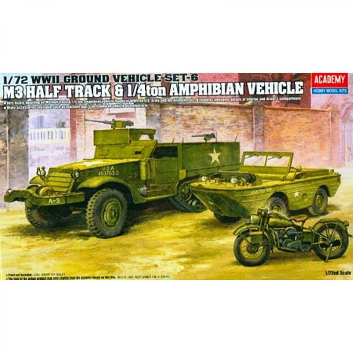 Academy - Maquette Véhicule M3 Half Track & 1/4ton Amphibian Vehicle - Voitures