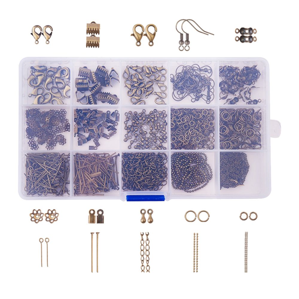marque generique - 870pcs kit de fabrication de bijoux fournit un accessoire de bricolage pour boucles d'oreilles Bronze - Perles