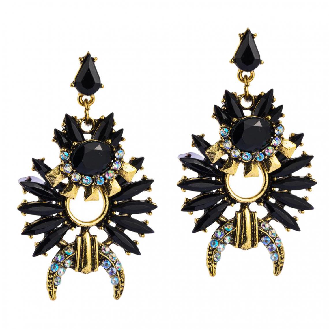 marque generique - Boucles D'oreilles Mode Femmes Déclaration Piercing Cadeau Pour Femmes Filles Noir - Perles