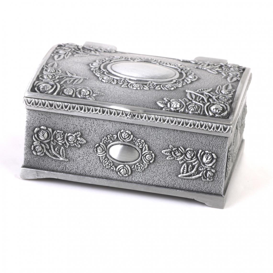 marque generique - Vintage Boîte à Bagues Bijoux Cadeau Forme Coffres Trésor Antique Argenté - Perles