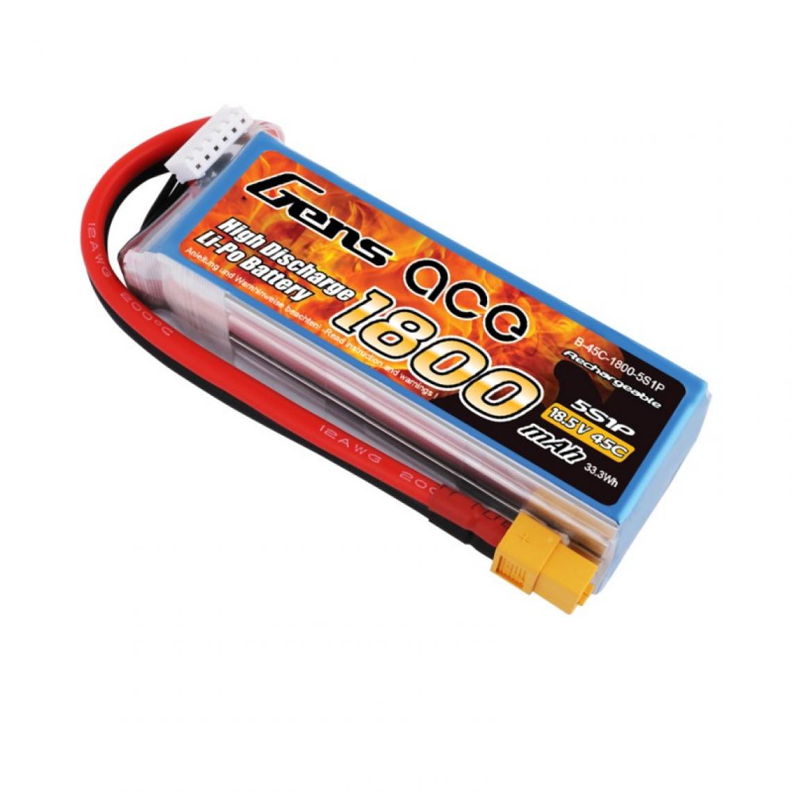 Gens Ace - Batterie Lipo Gens Ace 1800mAh 18.5V 45C 5S1P XT60 - Batteries et chargeurs