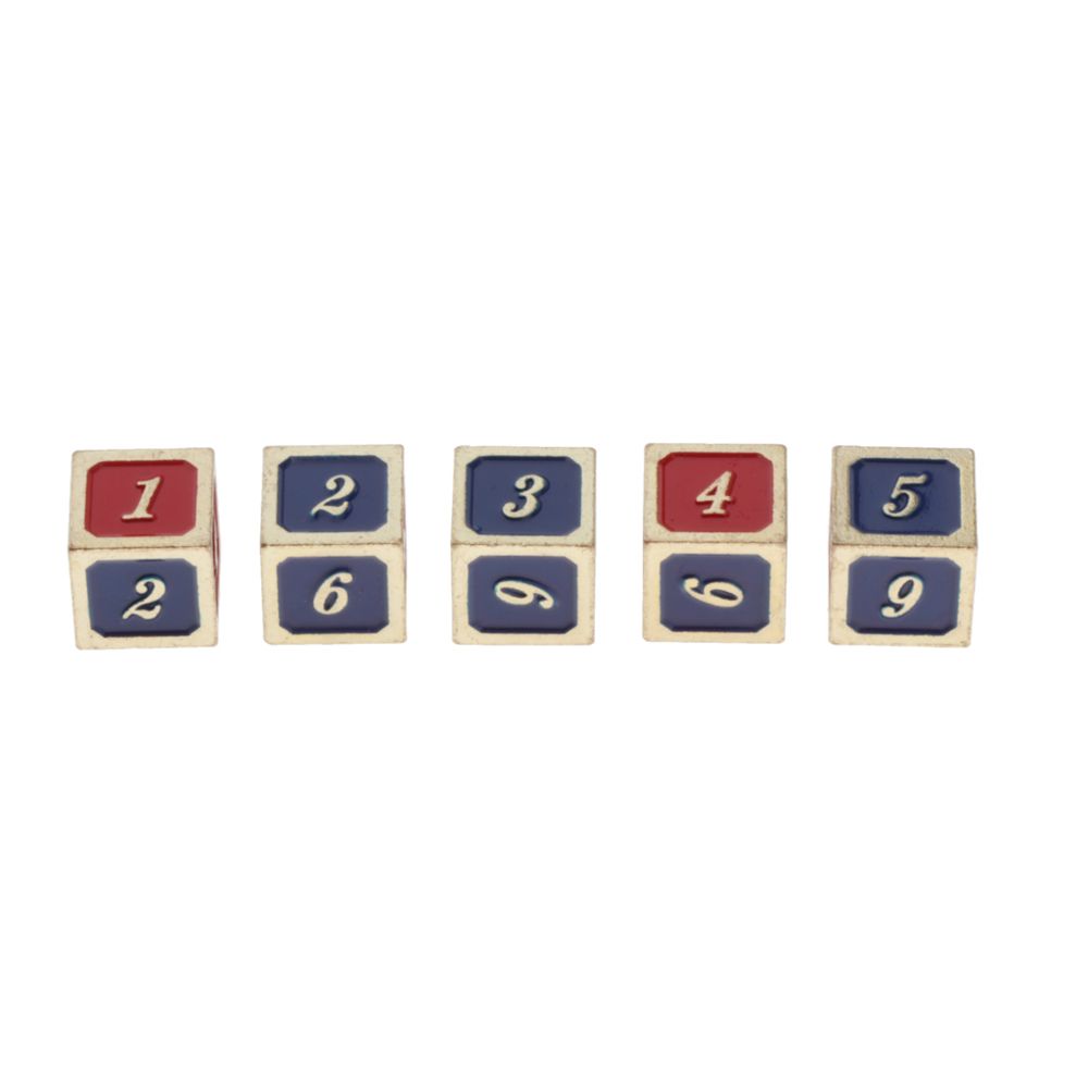marque generique - 5 Pièces à Six Faces, 16 Mm, Matrices à Bord Doré / Bronze, Numéro Bleu Et Rouge - Jeux de rôles