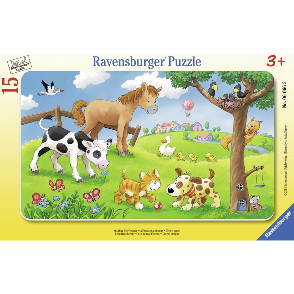 Ravensburger - Puzzle cadre 15 pièces : Affectueux animaux - Animaux