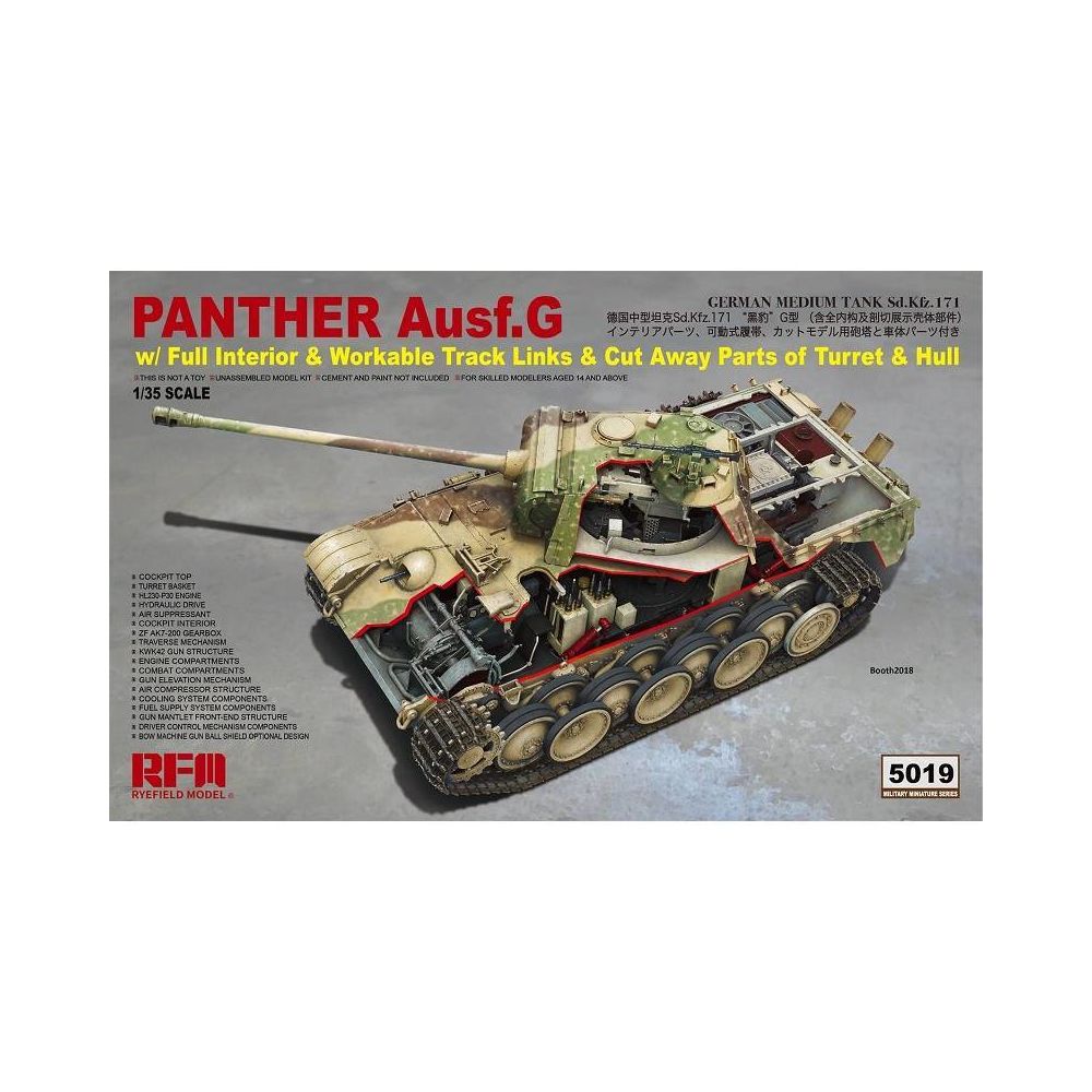 Rye Field Model - Maquette Char Panther Ausf.g With Full Interior & Cut Away Parts - Chars
