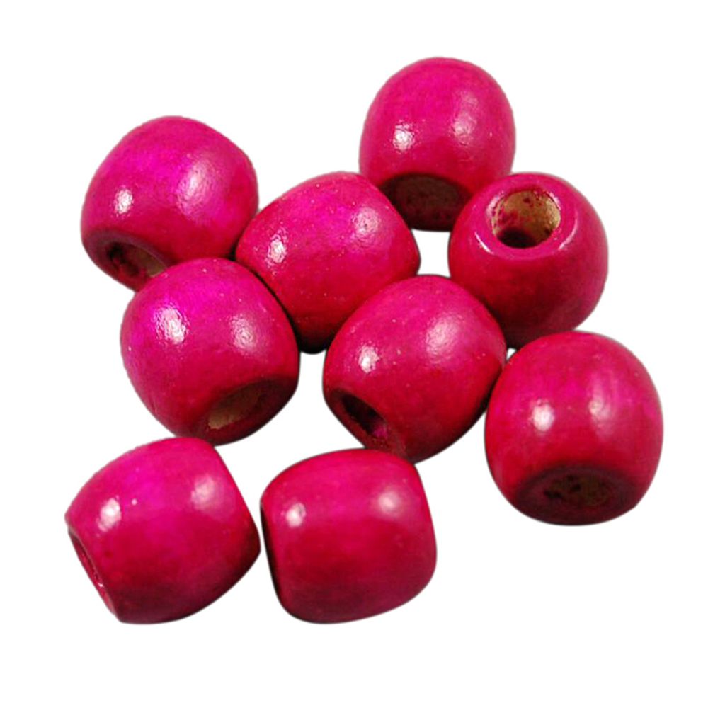 marque generique - Perles en bois rondes en bois teintées 100 pièces pour enfants bijoux artisanat bricolage rose rouge - Perles