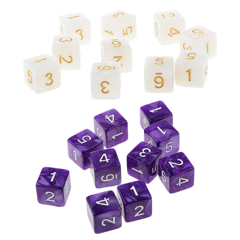 marque generique - 20 pièces six faces dés d6 pour jouer à d u0026 d rpg party game blanc et violet - Jeux de rôles