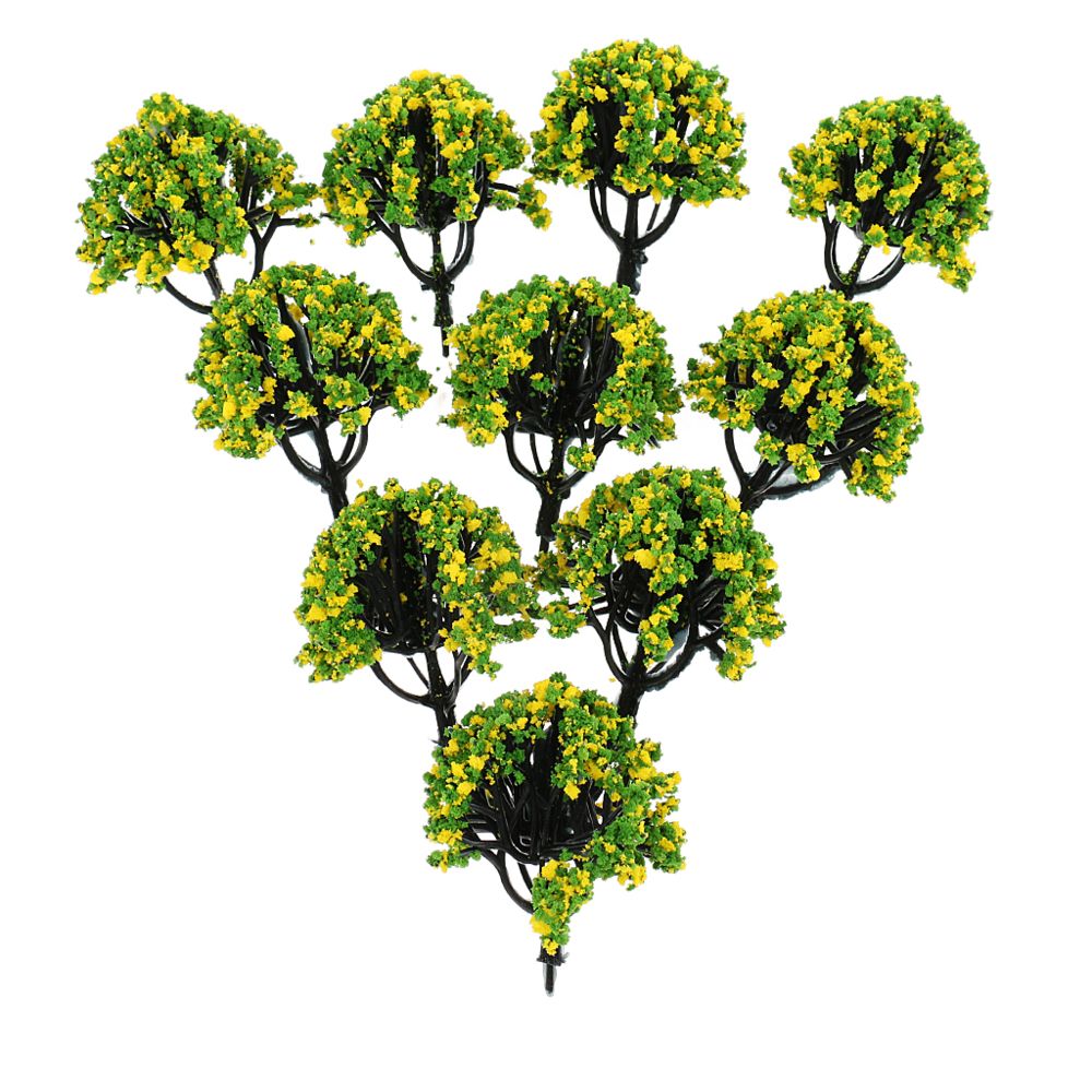 marque generique - 10 pièces chemin de fer paysage paysage modèle arbres avec des fleurs jaune vert - Accessoires et pièces