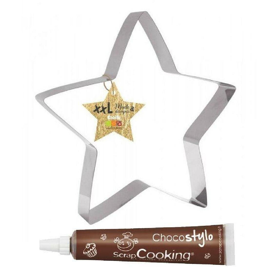 Scrapcooking - Découpoir à pâtisserie inox XXL Etoile + 1 Stylo chocolat offert - Kits créatifs