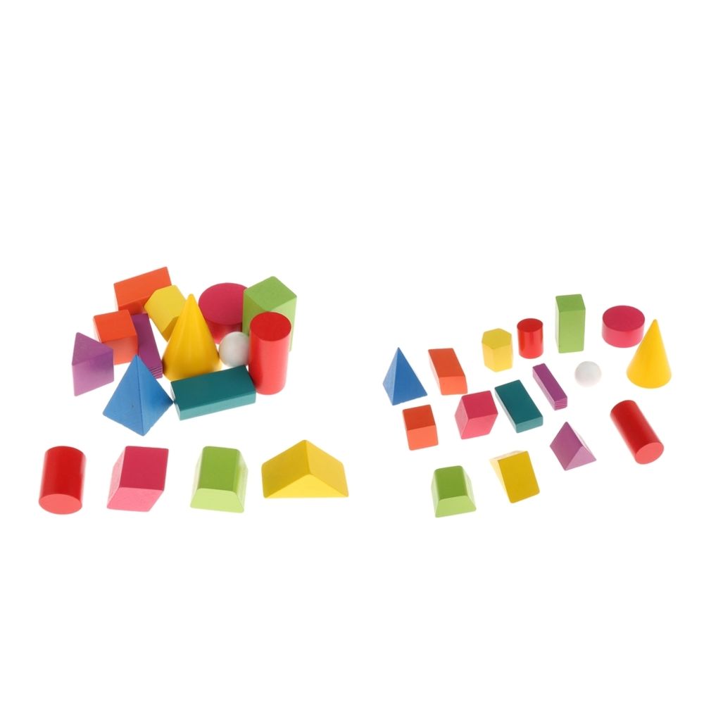 marque generique - 32 Pièces Blocs de Jeu de Mathématiques - 3D Puzzle Géométrique Montessori - Jouets de Formes et Couleur pour Enfant - Jeux éducatifs