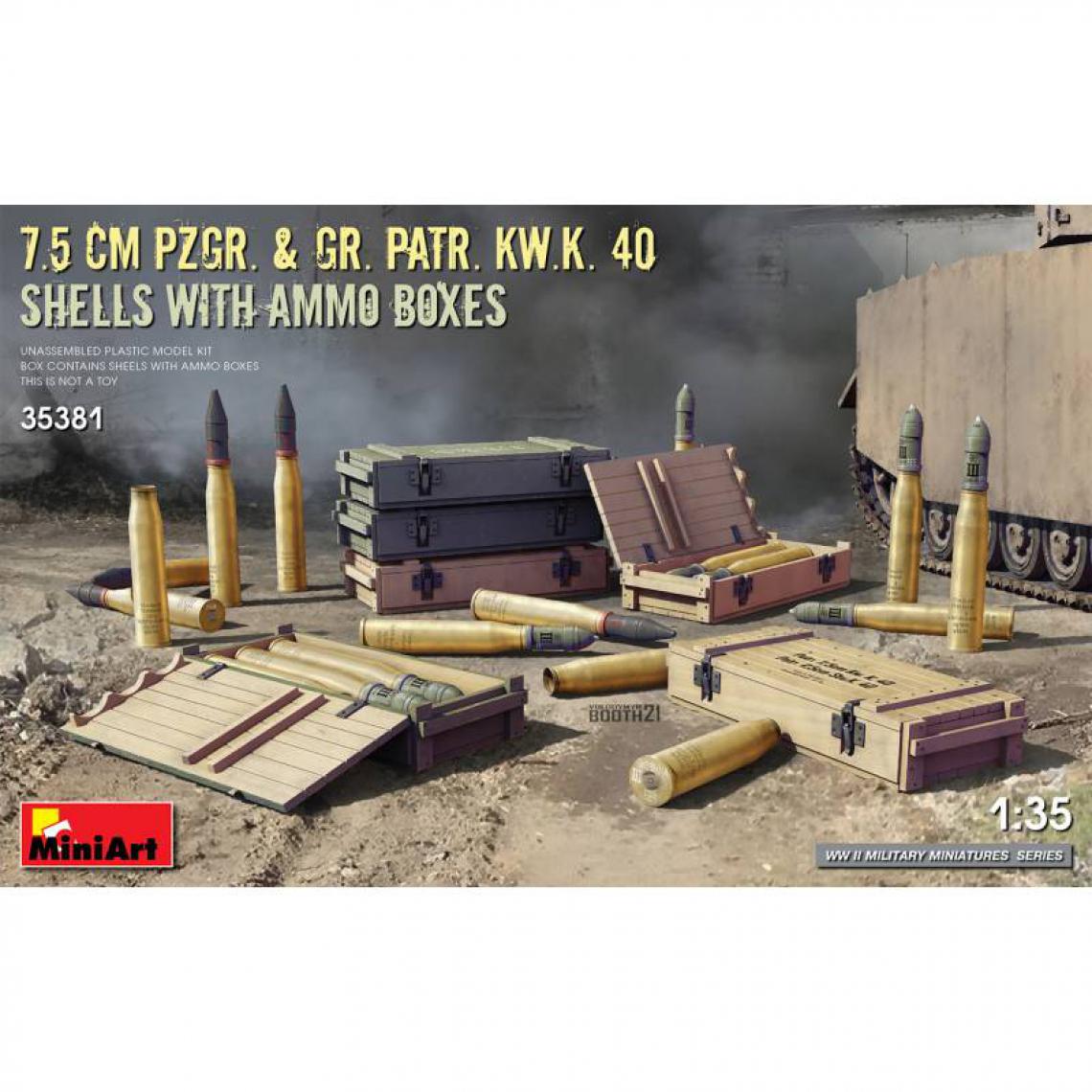 Mini Art - 7.5 Cm Pzgr. & Gr. Patr. Kw.k. 40 Shells With Ammo Boxes - Décor Modélisme - Accessoires maquettes