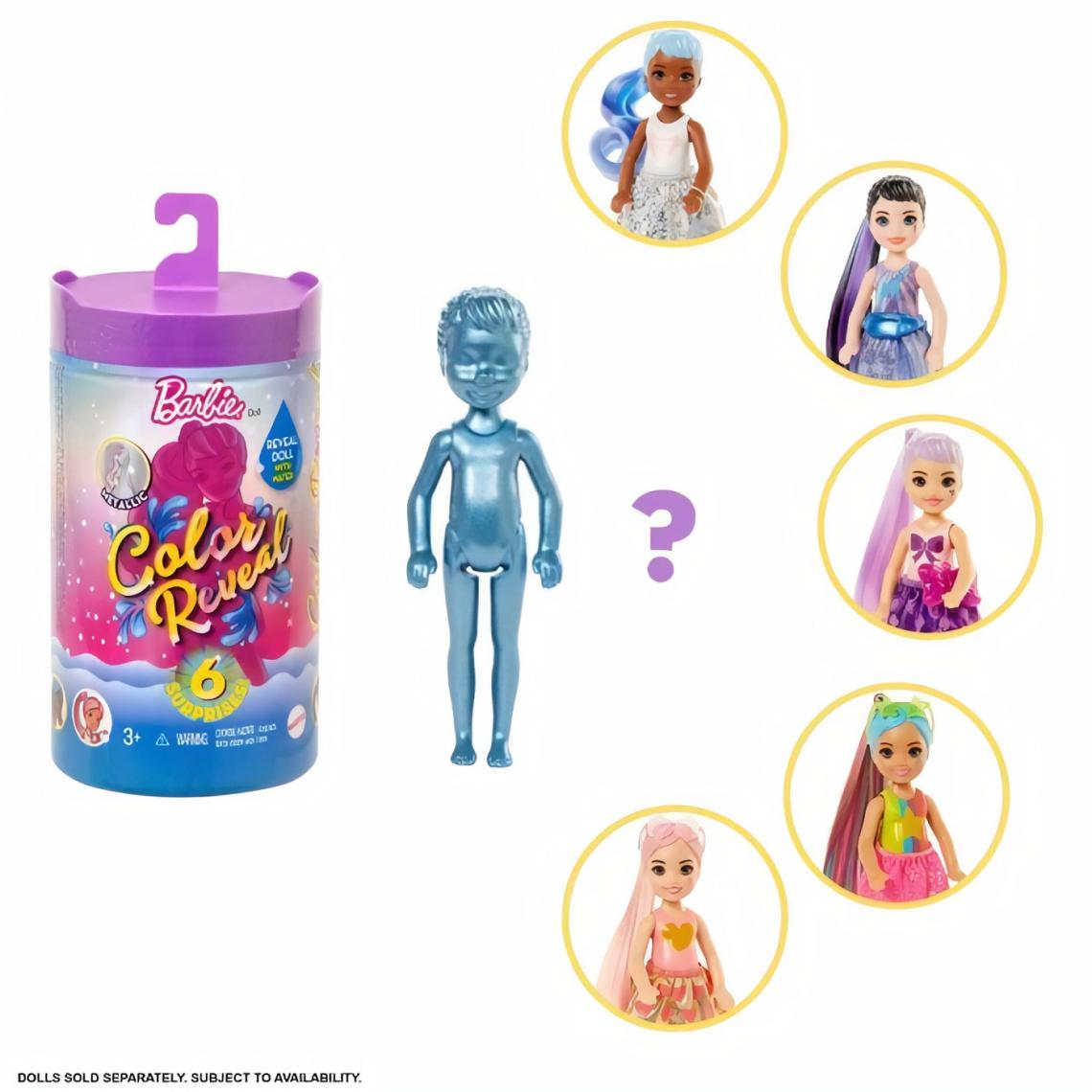 Barbie - Poupée Color Reveal Surprise Chelsea Paillettes (modele aléatoire) - Poupons