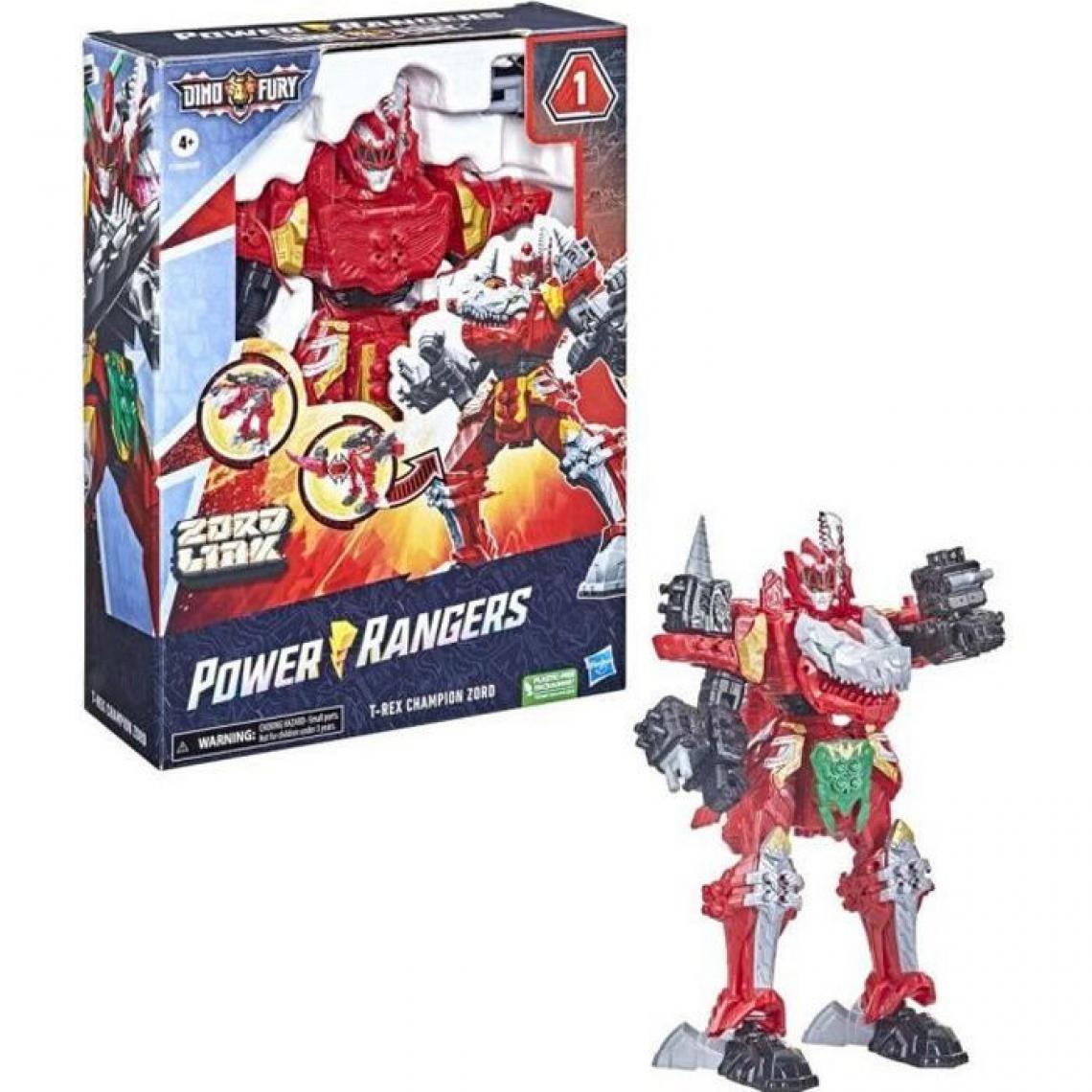 Hasbro - POWER RANGERS - Dino Fury - T-Rex Champion Zord, Zord robot dinosaure avec systeme d'assemblage pour combiner Zord Link - Films et séries