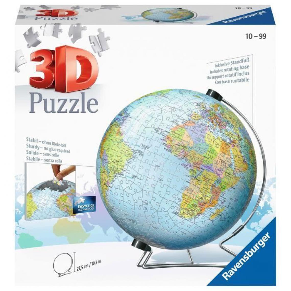 Ravensburger - Puzzle 3D Globe 540 pieces - Ravensburger - Puzzle enfant 3D éducatif - sans colle - Des 12 ans - Animaux