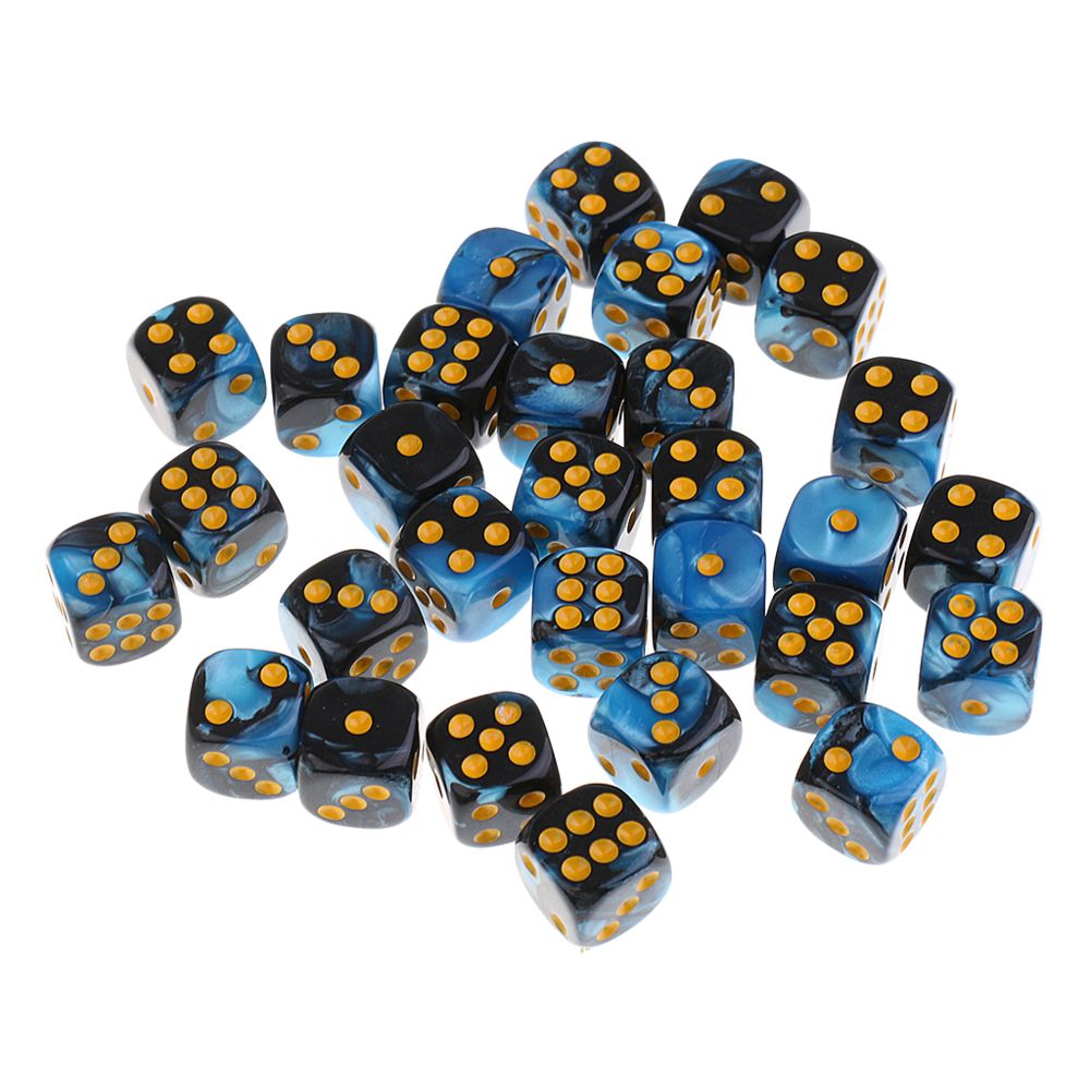marque generique - 30 pièces acrylique 6 faces dice d6 pour le jeu de table de bar de partie bleu + noir - Jeux de rôles