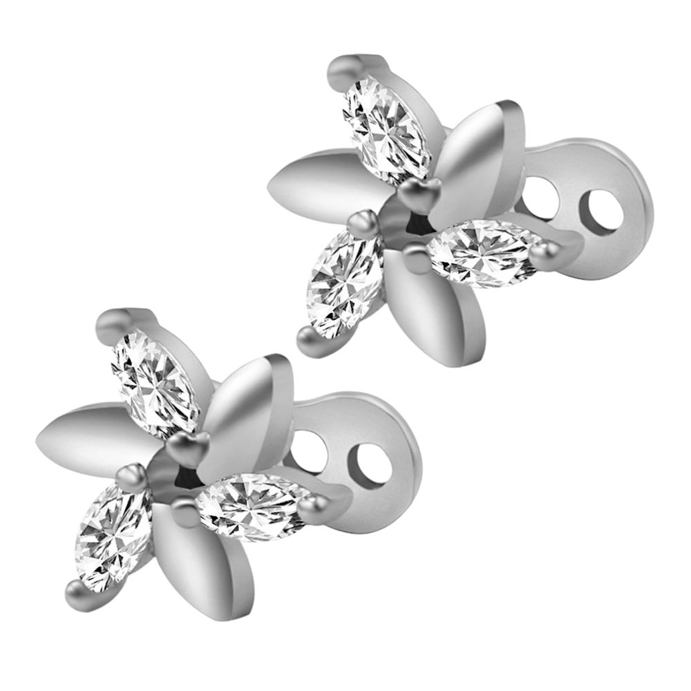 marque generique - 2pcs dessus d'ancrage dermique et fleur de bijoux piercing acier au titane - Perles