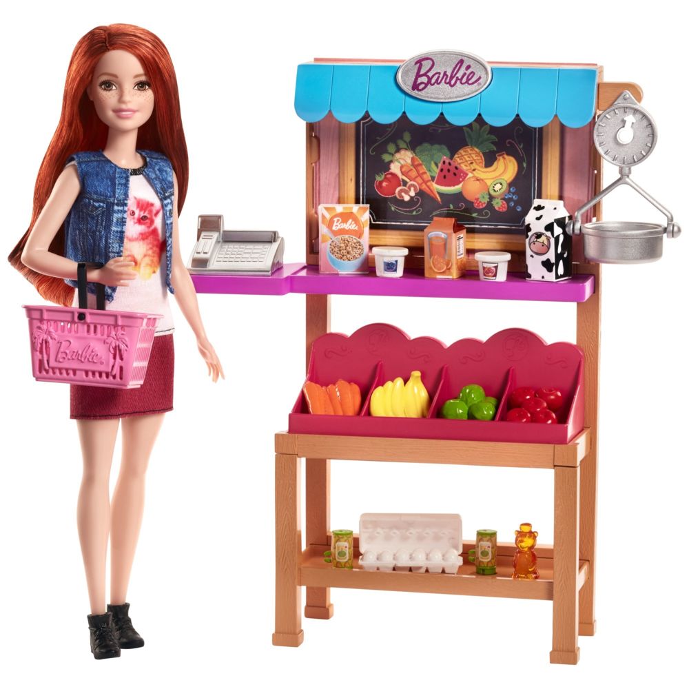 Barbie - Coffret Poupée Mannequin - Stand Fruits & Légumes - FJB27 - Maisons de poupées