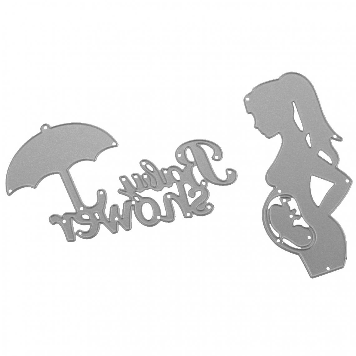 marque generique - Matrices de Découpe en Métal Motif Femme Enceinte et Lettres Baby Shower Parapluie pour Scrapbooking Création de Cartes DIY - Bricolage et jardinage