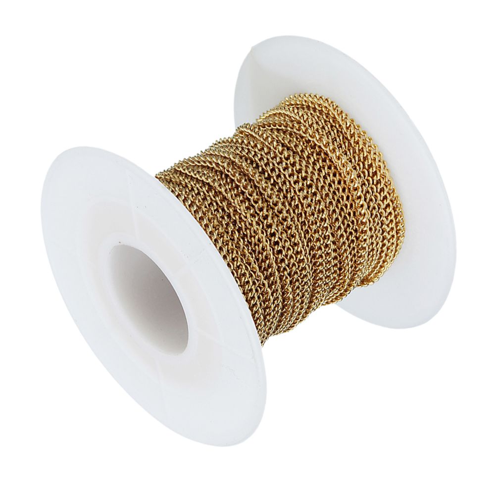 marque generique - Chaîne de câble ronde ronde d'acier inoxydable de 10 mètres de conclusions de métier de bricolage or 1.5mm - Perles