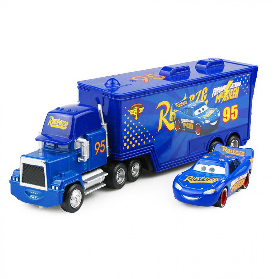 Generic - Camion Pixar Mack  avec 1 petit véhicule, 1:55 moulé ,emballage de film à bulles, 21*6.5*4.5cm - Bleu - Voitures